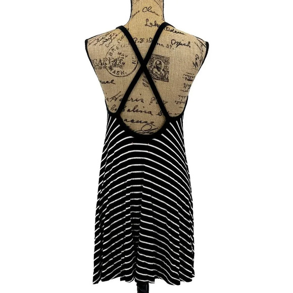 Anthropologie Saturday Sunday Small Black White Striped Sleeveless A-line Dress - Picture 2 of 8
